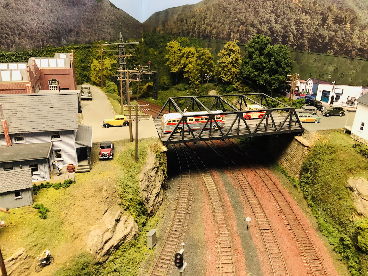 Lehigh Valley Model Railroad, Wyoming Division, by Chuck Davis. Note the Forced Perspective Provided by the Backdrop.