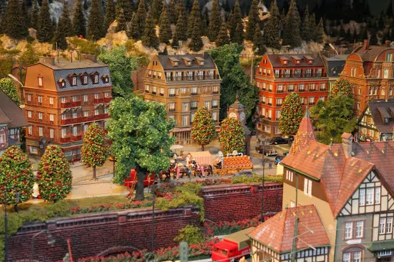 City Scene in the Alpine Wonderland Model Railroad