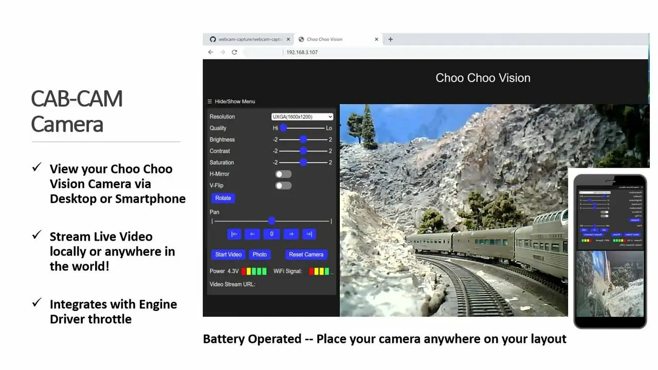 View of video screen being transmitted from the camera.