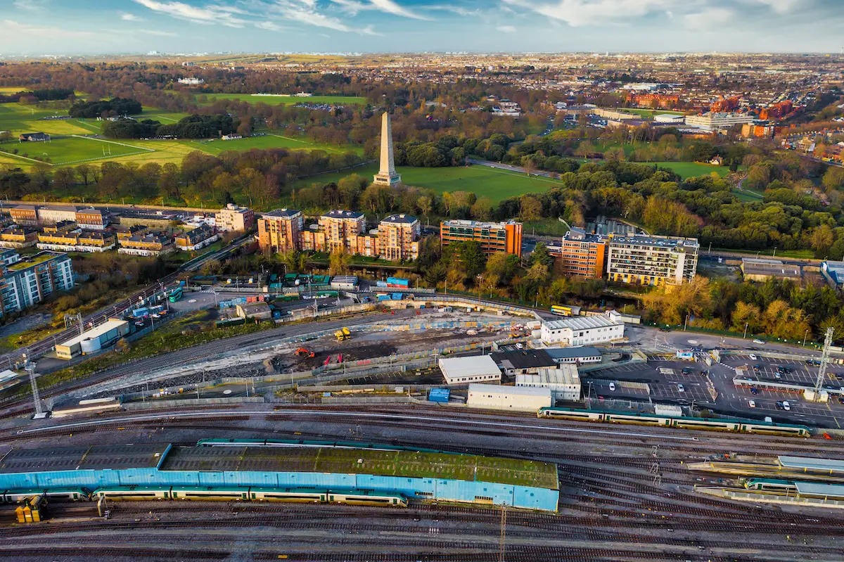 Heuston Train Station and Phoenix Park in Dublin, Ireland