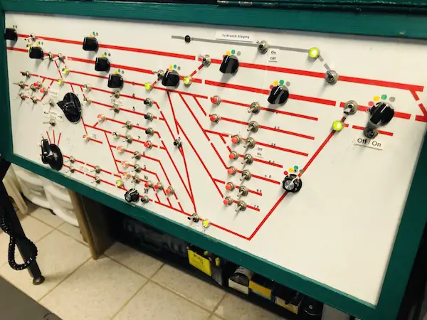 One of several control panels on the LVRR